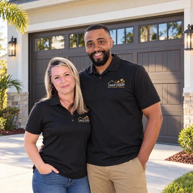 Brian and Danielle Y., co-owners of Gulf Coast Garage Pros